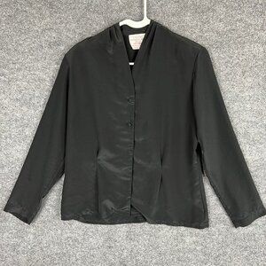 Vintage Country Sophisticates By Pendleton Women’s Button Front‎ Black Blouse